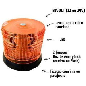 LUZ ROTATIVA E FLASH 100 LEDS BI VOLT SINALEIRA AM
